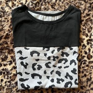 Women’s Short Sleeve Leopard Color Block Shirt